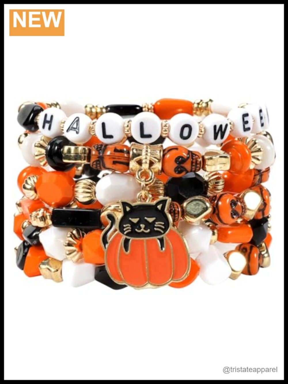 Stretch Beaded Stackable Halloween Bracelets Set